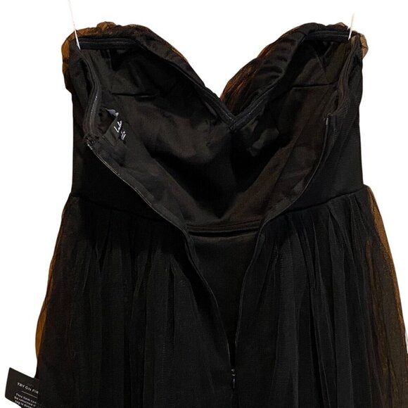 Lulus Tulle Strapless Maxi Dress Black Lined Wedding Prom Gala - Picture 8 of 15